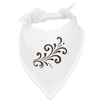 Braune Ornamentblüte Swirl - Bandana - Weiß - Vorne
