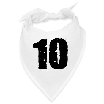 10 Zahl Trikot - Bandana - Weiß - Vorne