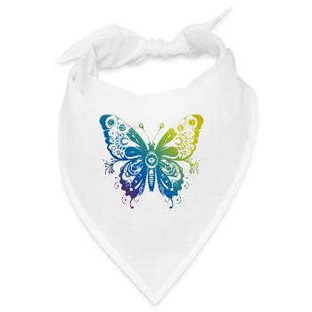 Schmetterling Mandala Boho - Bandana - Weiß - Vorne