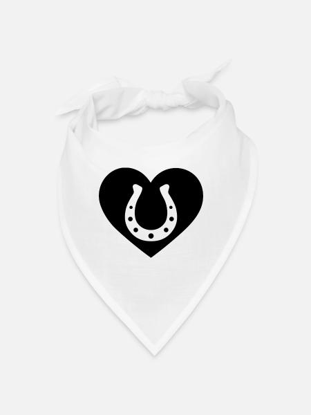 Cœur 1 et Cheval - - Bandana - blanc - Devant