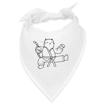 Eine lustige Karate Katze - Bandana - Weiß - Vorne