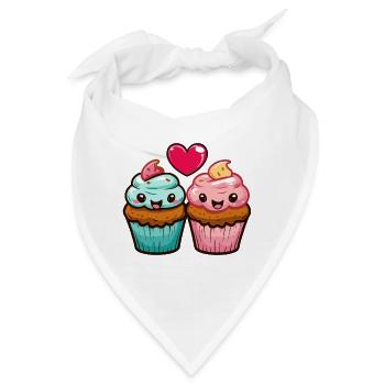 Muffin Paar Liebe Herz Valentinstag - Bandana - Weiß - Vorne