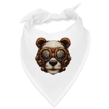 Steampunk Panda Bär Geschenk Steampunk - Bandana - Weiß - Vorne