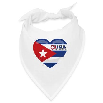 I Love Cuba Flag with Heart Ich liebe Cuba Havanna - Bandana - Weiß - Vorne