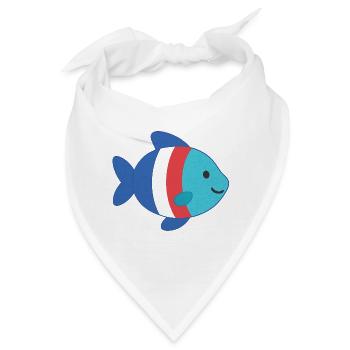 Fisch gestreift - Bandana - Weiß - Vorne
