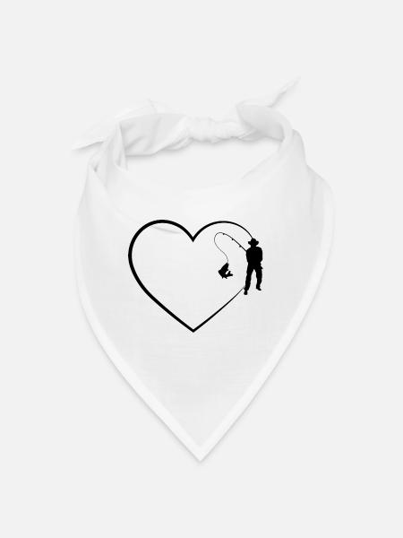 Heart 2 and Fishing - - Bandana - white - Front