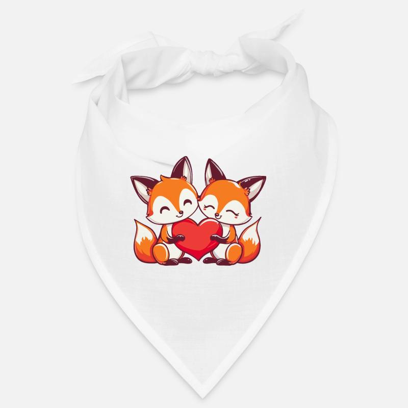 Fuchs Paar Verliebt Tier Valentinstag - Bandana - Weiß