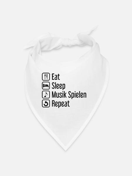 Essen Sie Schlaf Musik spielen wiederholen - - Bandana - Weiß - Vorne