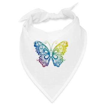 Schmetterling Mandala Boho - Bandana - Weiß - Vorne