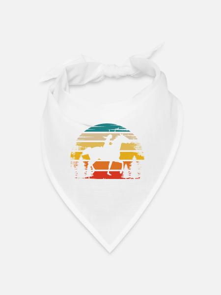 Retro Sun and Horse - (2) - Bandana - white - Front