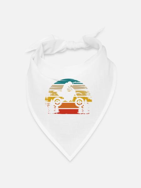 Retro Sun and Motorcycle - (MOTORCYCLE) (2) - Bandana - white - Front