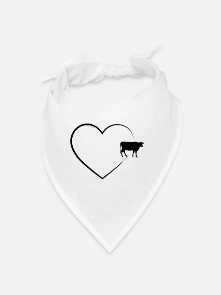 Herz 2 und Kuh - - Bandana - Weiß - Vorne