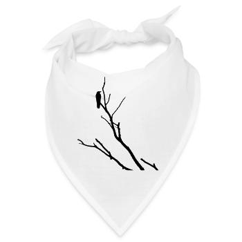 Rabe auf Ast - Bandana - Weiß - Vorne