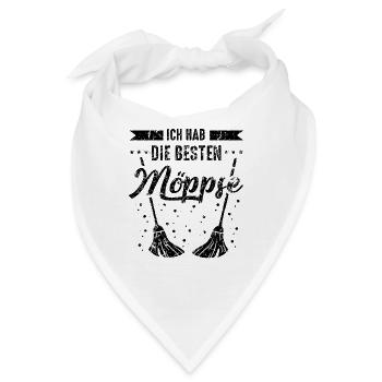 Möps Möpse Wischmop - Bandana - Weiß - Vorne
