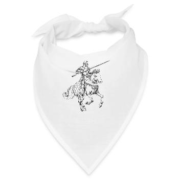 Mittelalterlicher Ritter zu Pferd - Tjosten - Bandana - Weiß - Vorne