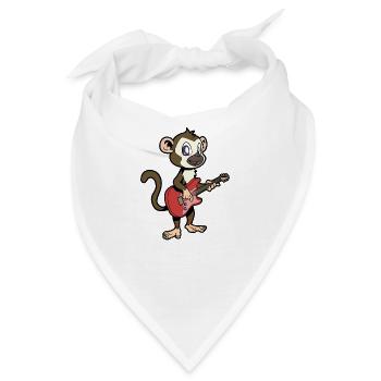Totenkopfäffchen spielt E-Gitarre - Bandana - Weiß - Vorne