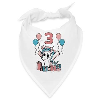 3 Jahre Einhorn Kindergeburtstag Mädchen Geschenk - Bandana - Weiß - Vorne