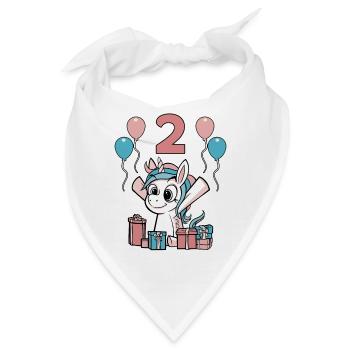 2 Jahre Einhorn Kindergeburtstag Mädchen Geschenk - Bandana - Weiß - Vorne