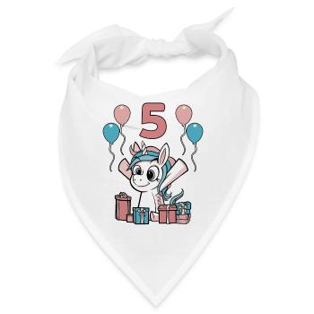 5 Jahre Einhorn Kindergeburtstag Mädchen Geschenk - Bandana - Weiß - Vorne
