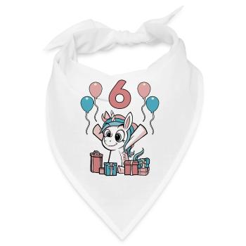 6 Jahre Einhorn Kindergeburtstag Mädchen Geschenk - Bandana - Weiß - Vorne