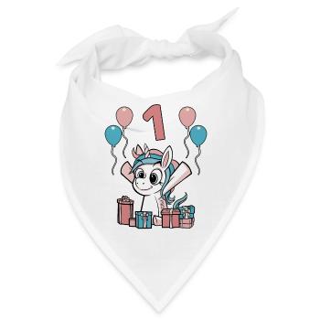 1 Jahr Einhorn Kindergeburtstag Mädchen Geschenk - Bandana - Weiß - Vorne