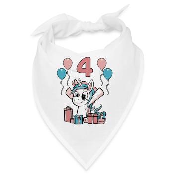 4 Jahre Einhorn Kindergeburtstag Mädchen Geschenk - Bandana - Weiß - Vorne