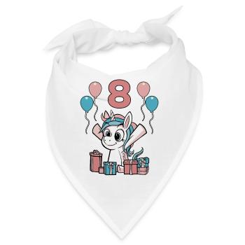 8 Jahre Einhorn Kindergeburtstag Mädchen Geschenk - Bandana - Weiß - Vorne