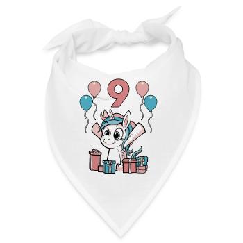9 Jahre Einhorn Kindergeburtstag Mädchen Geschenk - Bandana - Weiß - Vorne