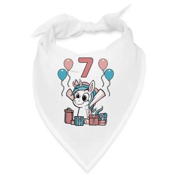 7 Jahre Einhorn Kindergeburtstag Mädchen Geschenk - Bandana - Weiß - Vorne