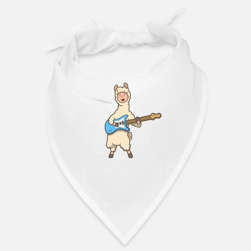 Comic Lama spielt E-Gitarre Bandana