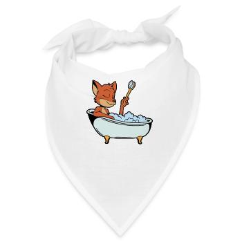 Fuchs nimmt Bad in der Badewanne - Bandana - Weiß - Vorne