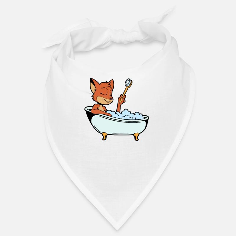 Fuchs nimmt Bad in der Badewanne Bandana