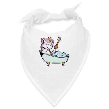 Einhorn nimmt Bad in der Badewanne - Bandana - Weiß - Vorne