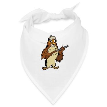 Eule mit Gewehr - Jäger - Bandana - Weiß - Vorne