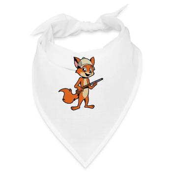 Fuchs mit Gewehr - Jäger - Bandana - Weiß - Vorne