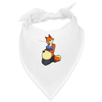 Fuchs mit Babybauch - Schwanger - Bandana - Weiß - Vorne