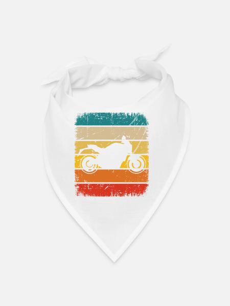 Vintage Square and Motorcycle 1 - (MOTORCYCLE) - Bandana - white - Front
