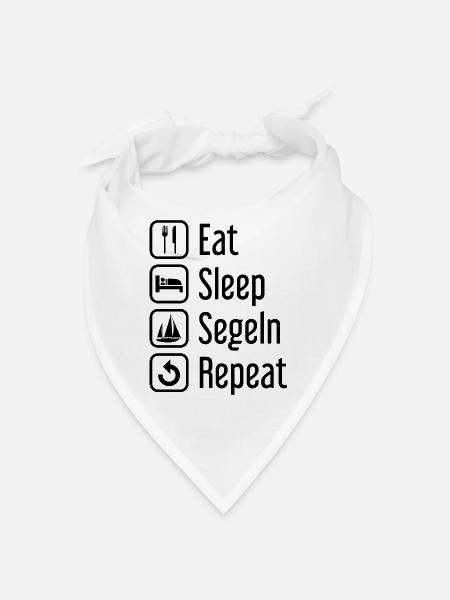 Eat Sleep Segeln Wiederholen - - Bandana - Weiß - Vorne