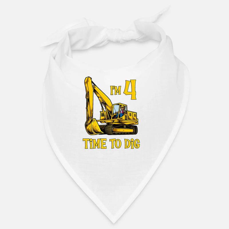 J’ai 4 ans - Il est temps de creuser - Excavatrice 4 ans Bandana