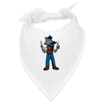 Cartoon Wolf ist der Barbier - Bandana - Weiß - Vorne
