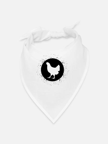 Cercle avec éclaboussures et poulet - - Bandana - blanc - Devant