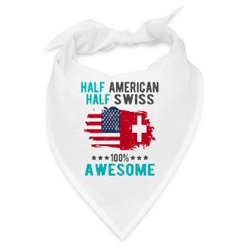 Halb Amerikaner Halb Schweizer - Bandana - Weiß - Vorne