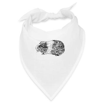 Strichzeichnung eines Meerschweinchen - Bandana - Weiß - Vorne