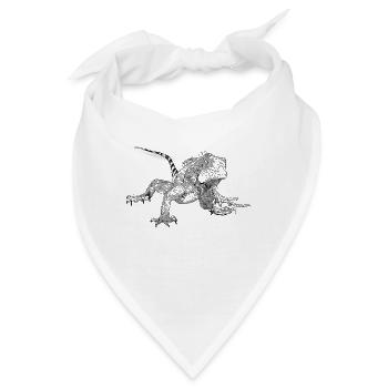 Strichzeichnung eines Leguan - Bandana - Weiß - Vorne