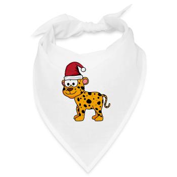 Leopard Comic Weihnachten - Bandana - Weiß - Vorne