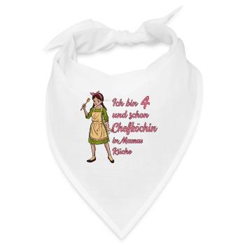 Ich bin 4 - Mädchen Koch - Bandana - Weiß - Vorne