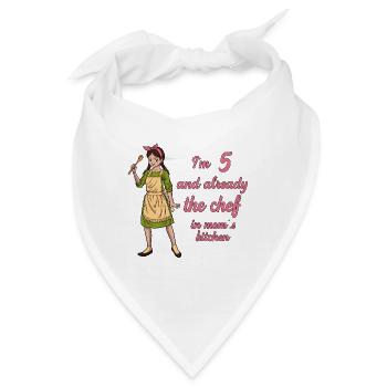 Ich bin 5 - Mädchen Koch - Bandana - Weiß - Vorne