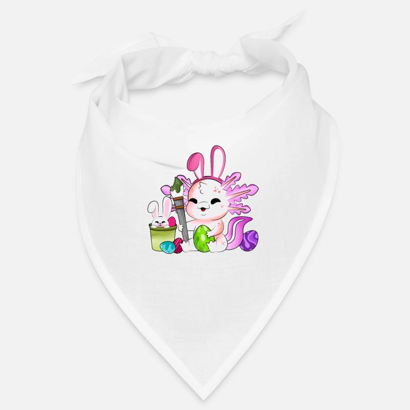 Sweet axolotl paints Easter eggs at Easter Bandana