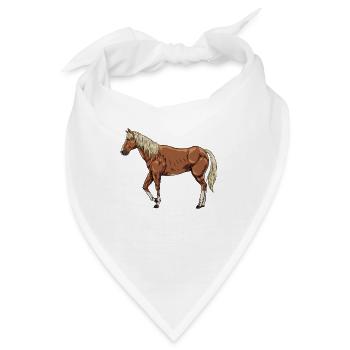 Zeichnung eines Haflinger - Bandana - Weiß - Vorne
