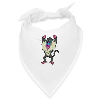 Kawaii Mandrill - Bandana - Weiß - Vorne